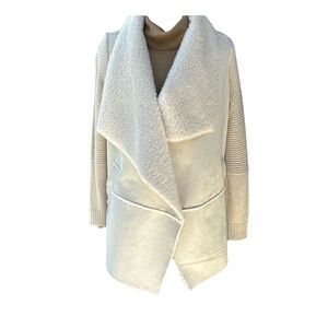 DOLCE CABO outerwear beige suede and shearling  sweater-jacket, size Small, NWT